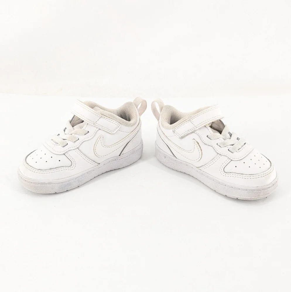 Nike Court Borough Low 2 Triple White Hook And Latch Size 6c - Picture 8 of 8